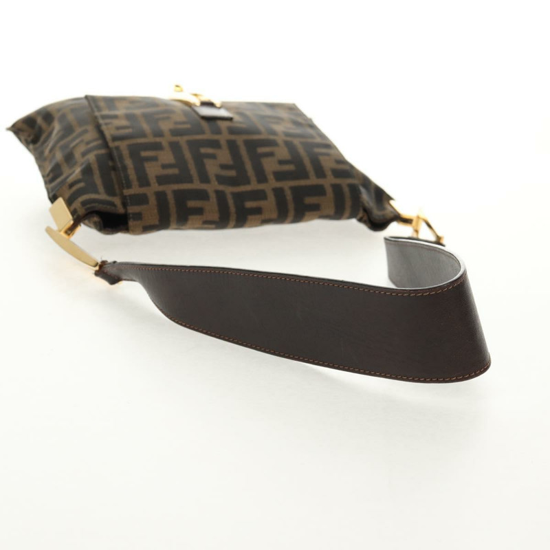 【日本直送】FENDI Zucca帆布Mamma Baguette單肩包 黑色 棕色 金色 正品 145885V-6