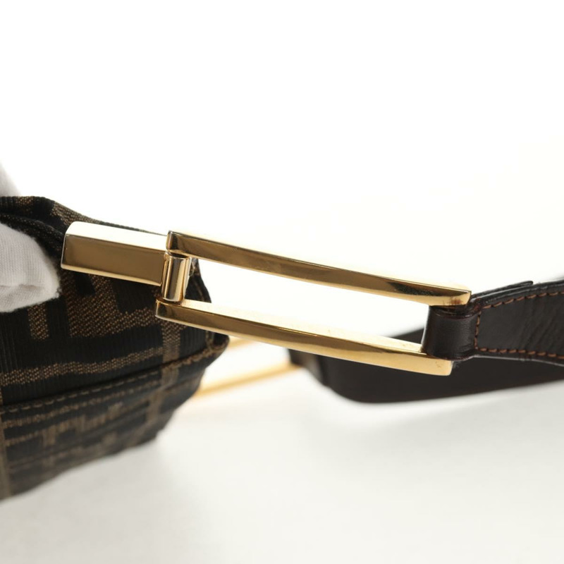 【日本直送】FENDI Zucca帆布Mamma Baguette單肩包 黑色 棕色 金色 正品 145885V-7