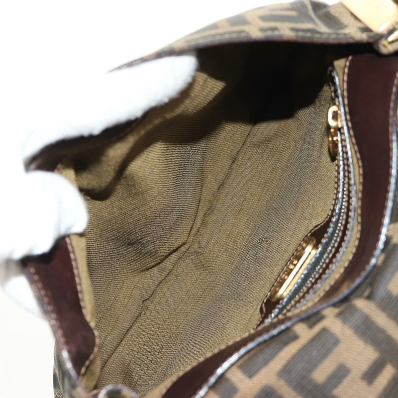 【日本直送】FENDI Zucca帆布Mamma Baguette單肩包 黑色 棕色 金色 正品 145885V-10