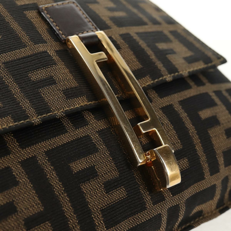 【日本直送】FENDI Zucca帆布Mamma Baguette單肩包 黑色 棕色 金色 正品 145885V-18