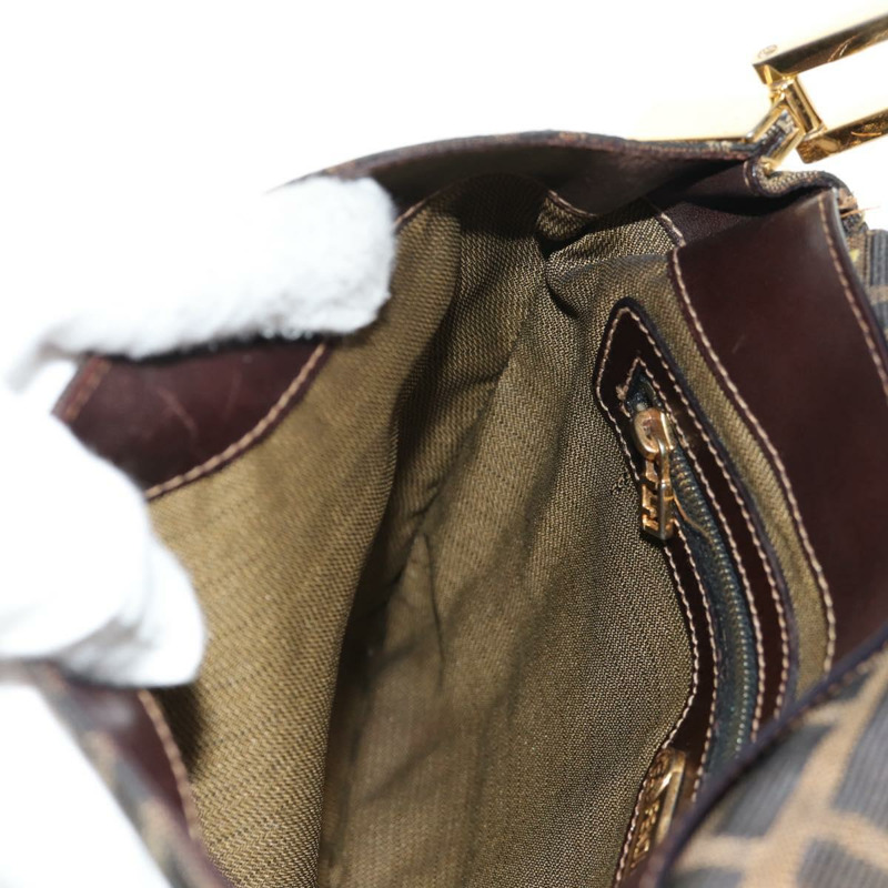 【日本直送】FENDI Zucca帆布Mamma Baguette單肩包 黑色 棕色 金色 正品 145885V-20
