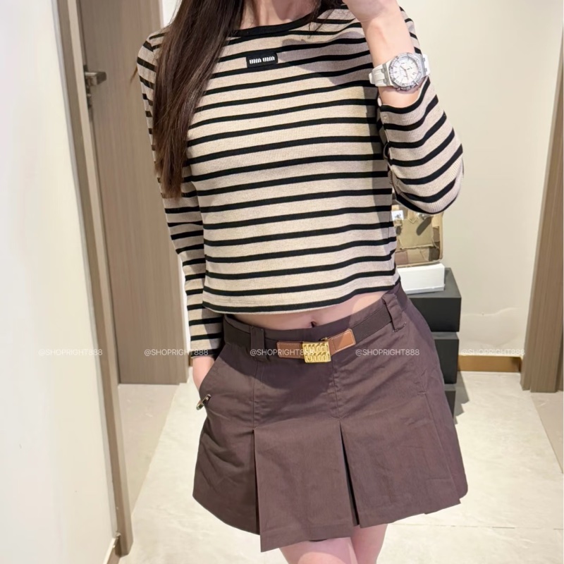 Miu Miu 熱門款條紋8分袖上衣#S-6
