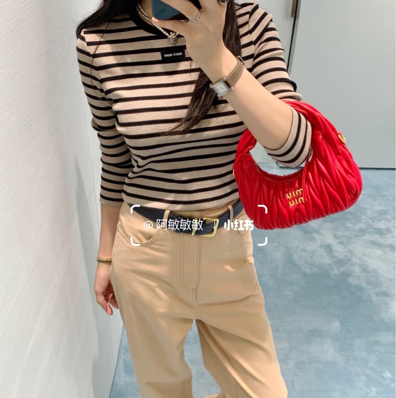 Miu Miu 熱門款條紋8分袖上衣#S-7