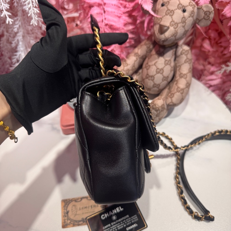 Chanel CF手提黑金方胖斜背包/王吉娜古董精品-2