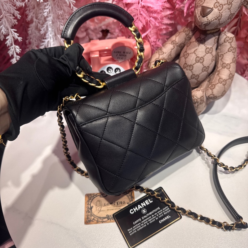 Chanel CF手提黑金方胖斜背包/王吉娜古董精品-3