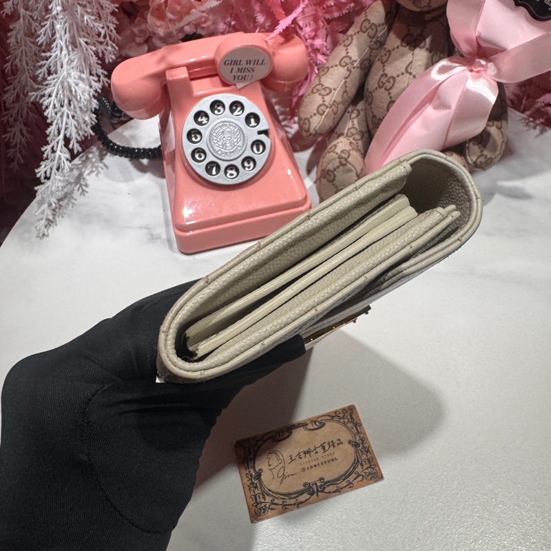 YSL 米灰荔枝長夾/王吉娜古董精品-2