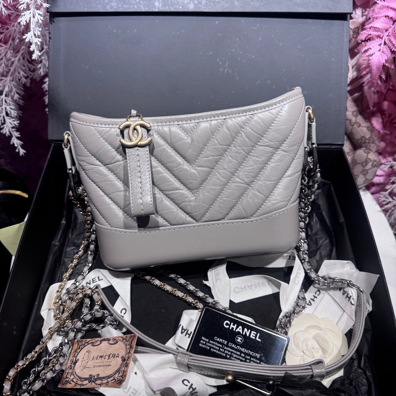 Chanel 灰小號流浪包/王吉娜古董精品-0