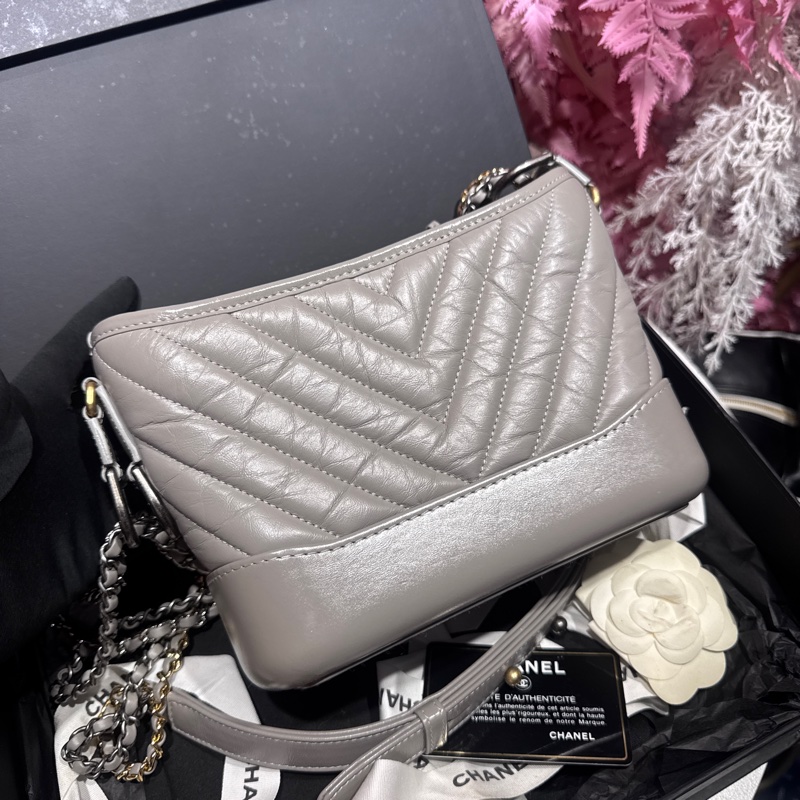 Chanel 灰小號流浪包/王吉娜古董精品-4
