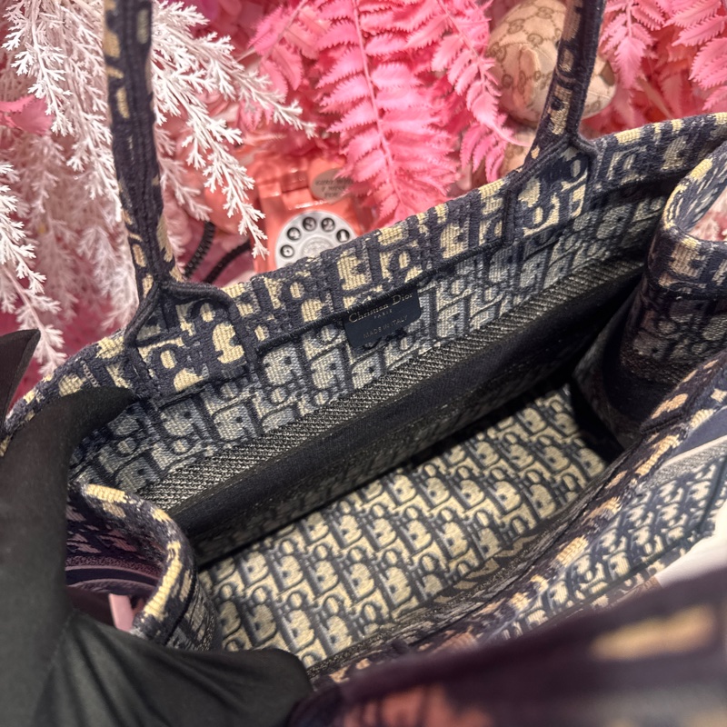 Dior 深藍托特包老花/中號/王吉娜古董精品-9