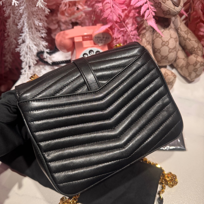 YSL 墨綠金方胖斜背包/王吉娜古董精品-3