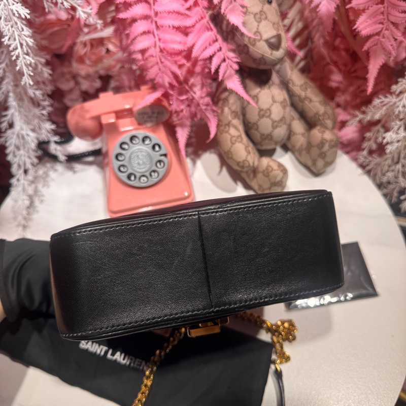 YSL 墨綠金方胖斜背包/王吉娜古董精品-5