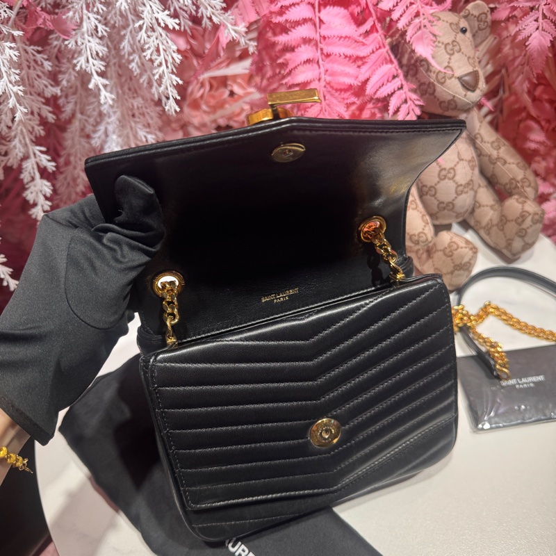 YSL 墨綠金方胖斜背包/王吉娜古董精品-7