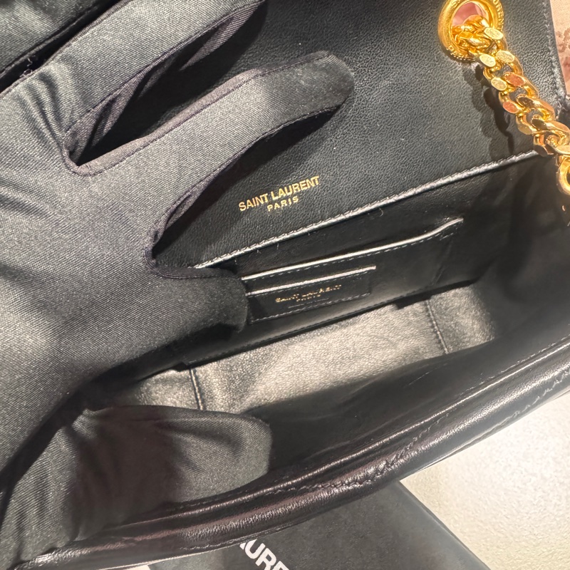 YSL 墨綠金方胖斜背包/王吉娜古董精品-8