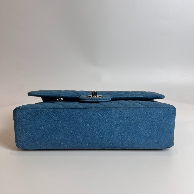 CHANEL CF25 荔枝單肩包藍18開-4