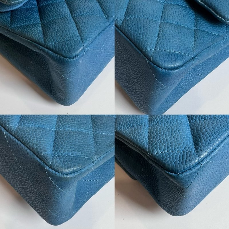 CHANEL CF25 荔枝單肩包藍18開-12