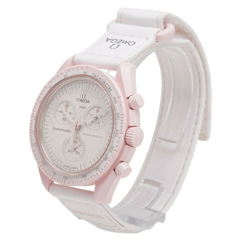 歐米茄 x 斯沃琪超霸金星月球任務腕錶 SO33P100 石英米色錶盤陶瓷尼龍男士-1