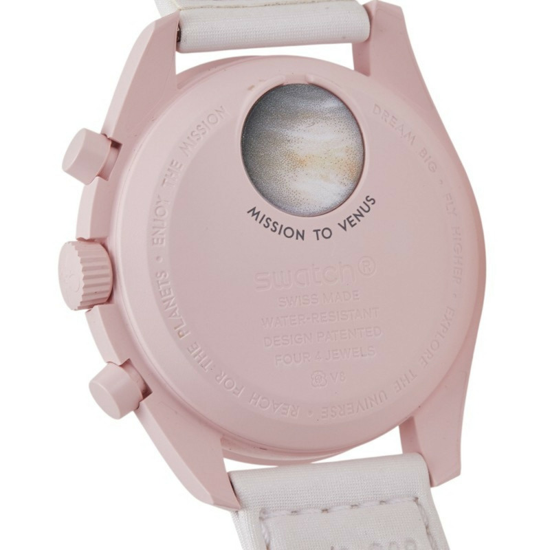 歐米茄 x 斯沃琪超霸金星月球任務腕錶 SO33P100 石英米色錶盤陶瓷尼龍男士-2