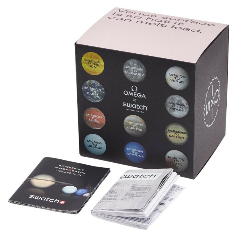 歐米茄 x 斯沃琪超霸金星月球任務腕錶 SO33P100 石英米色錶盤陶瓷尼龍男士-5