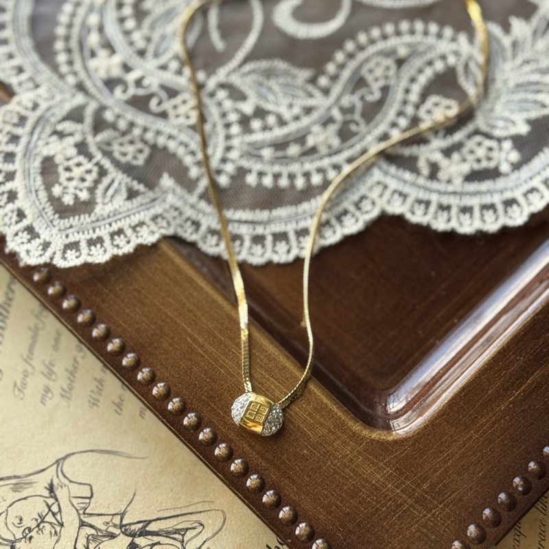 Givenchy 紀梵希 GG logo 水鑽鍍金項鏈-0