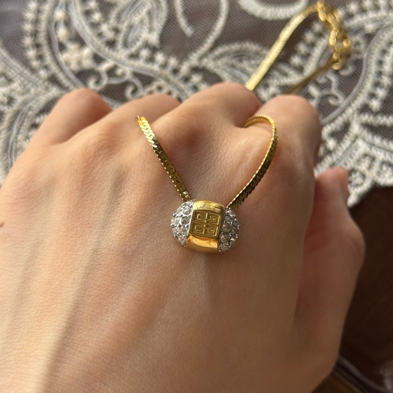 Givenchy 紀梵希 GG logo 水鑽鍍金項鏈-5