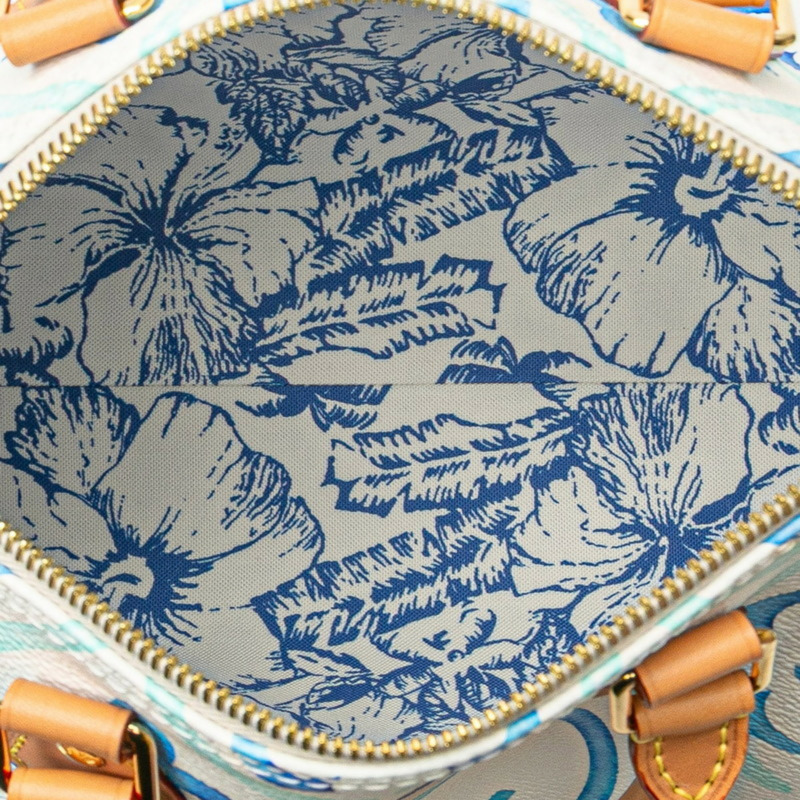 Louis Vuitton Monogram Tile Speedy Bandouliere 25 手提包/肩背包，兩用，M11264，白色配潟湖藍皮革，女士，LOUIS VUITTON-5