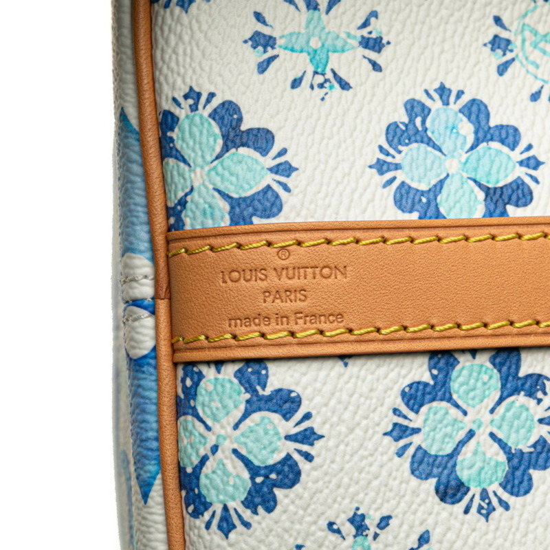 Louis Vuitton Monogram Tile Speedy Bandouliere 25 手提包/肩背包，兩用，M11264，白色配潟湖藍皮革，女士，LOUIS VUITTON-7