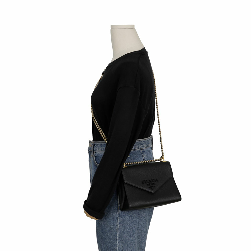 PRADA 單色肩斜背包 1BD127-12