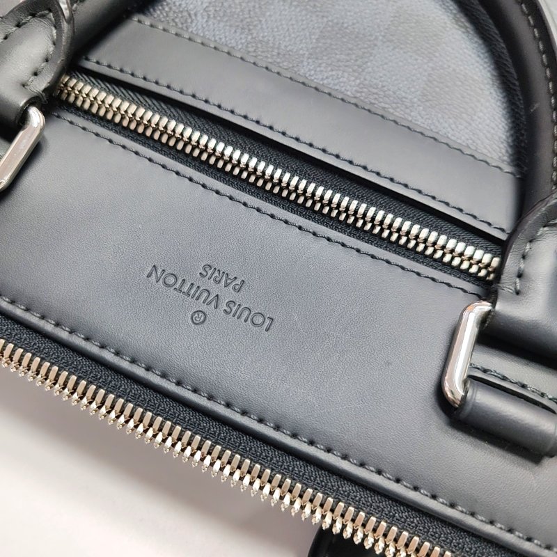 LOUIS VUITTON PORTE-DOCUMENTS 藍色塗層帆布棋盤格電腦公事包 銀色五金 可拆卸肩帶-7