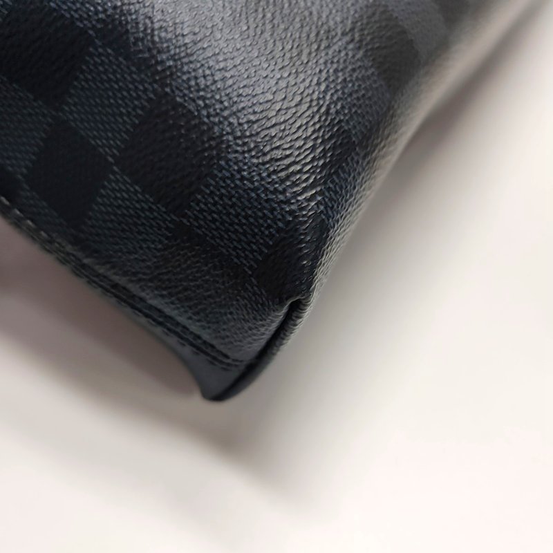 LOUIS VUITTON PORTE-DOCUMENTS 藍色塗層帆布棋盤格電腦公事包 銀色五金 可拆卸肩帶-9