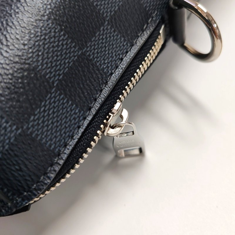 LOUIS VUITTON PORTE-DOCUMENTS 藍色塗層帆布棋盤格電腦公事包 銀色五金 可拆卸肩帶-10