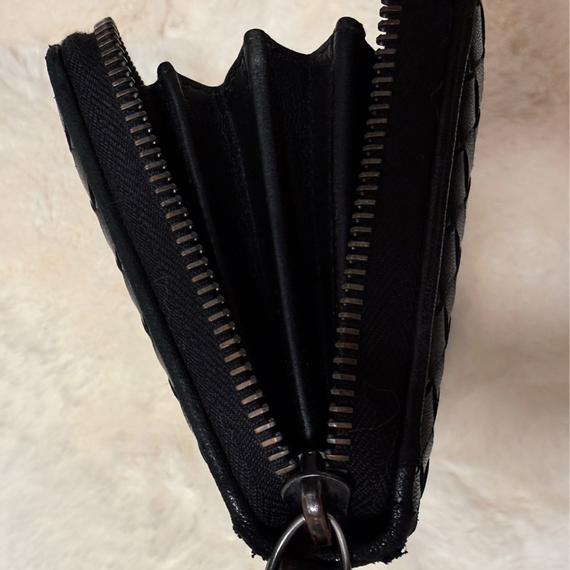 BOTTEGA VENETA 編織小牛皮拉鍊手拿長夾 黑色-10