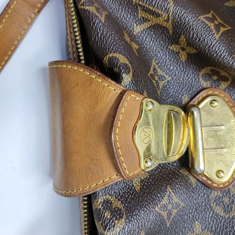 LOUIS VUITTON STRESA 棕色塗層帆布老花肩背包手提包 金色五金-7