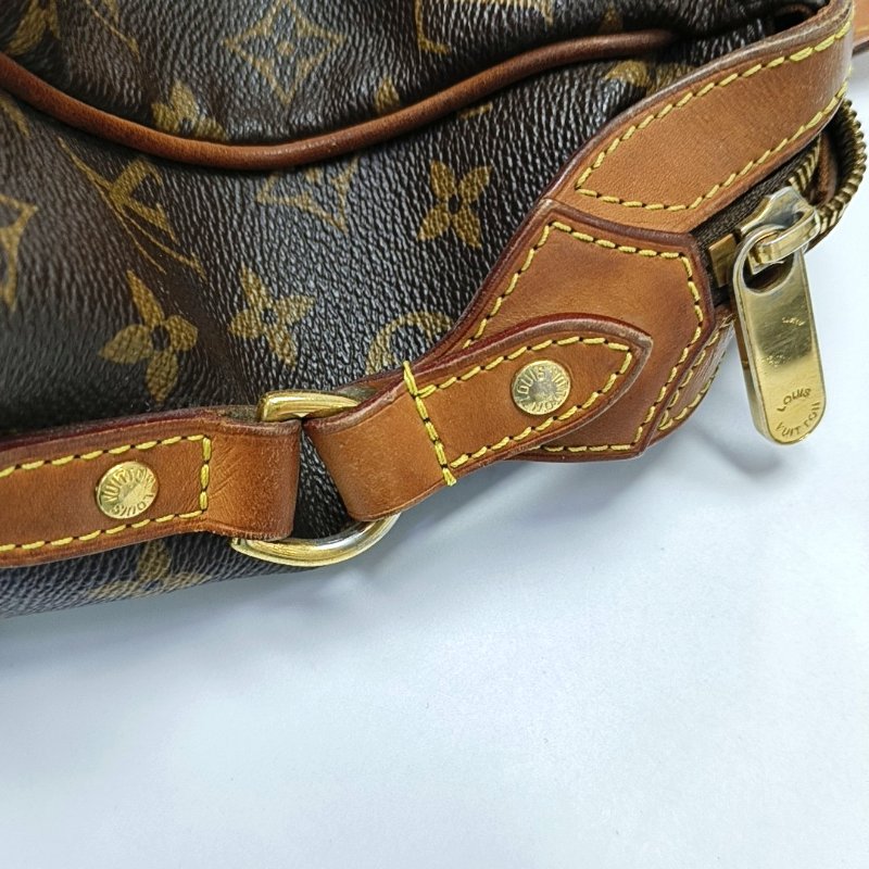 LOUIS VUITTON STRESA 棕色塗層帆布老花肩背包手提包 金色五金-8