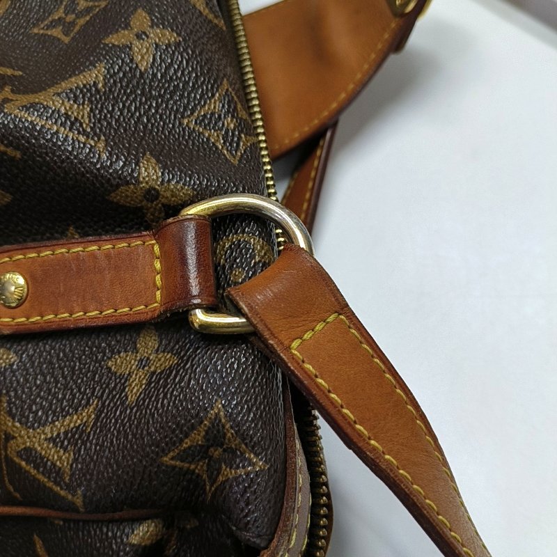 LOUIS VUITTON STRESA 棕色塗層帆布老花肩背包手提包 金色五金-16