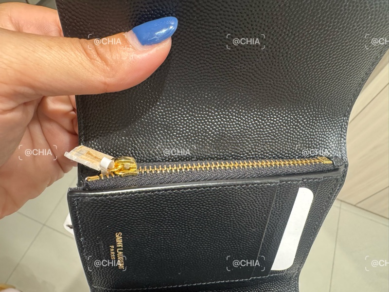 《全新》YSL魚子醬三折短夾/黑金-3