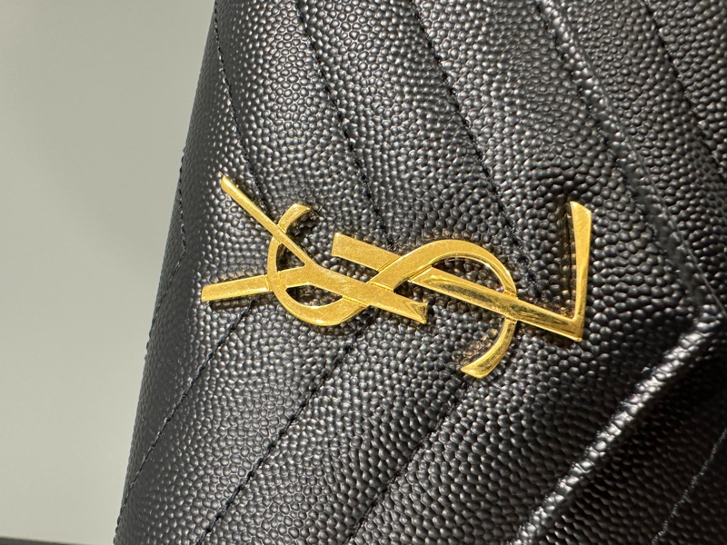 《全新》YSL魚子醬三折短夾/黑金-6