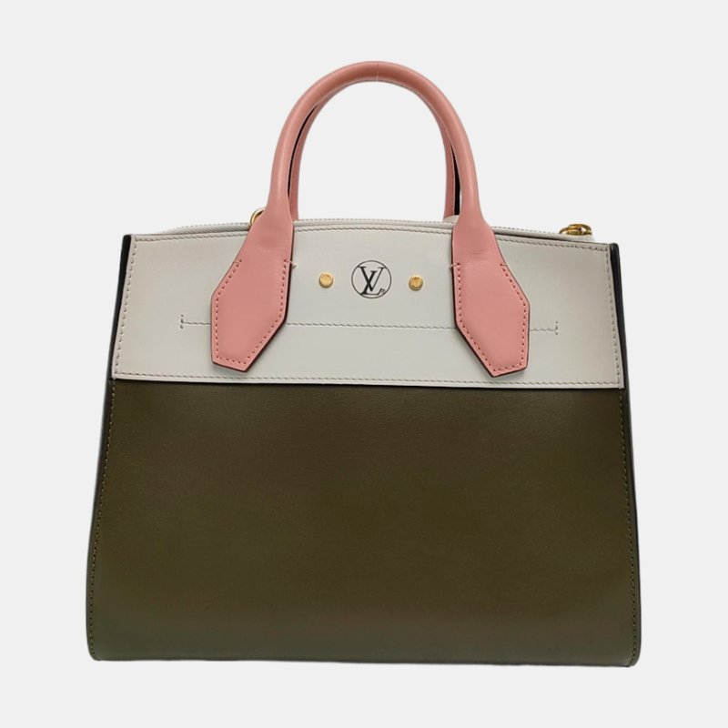 LOUIS VUITTON CITY STEAMER 小號 拼色牛皮蒸汽包手提包 金色五金-3