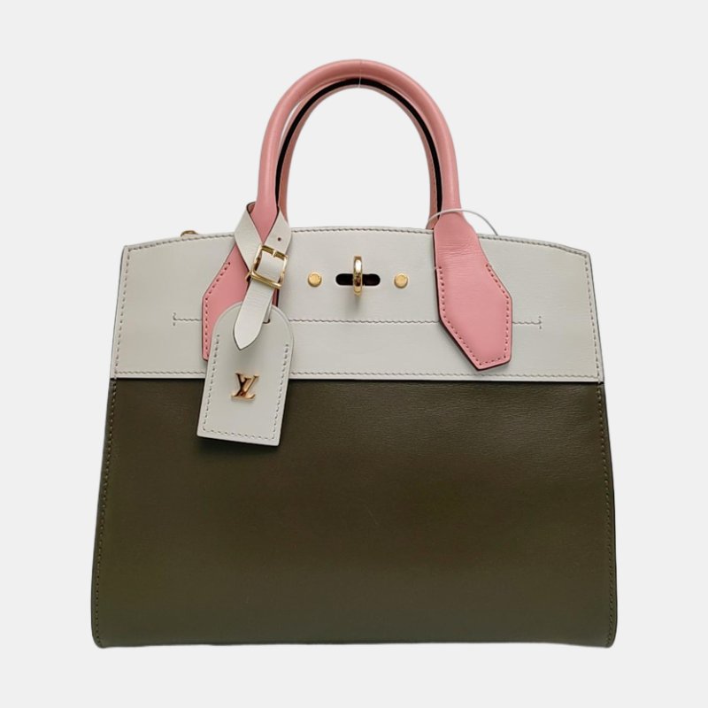 LOUIS VUITTON CITY STEAMER 小號 拼色牛皮蒸汽包手提包 金色五金-6