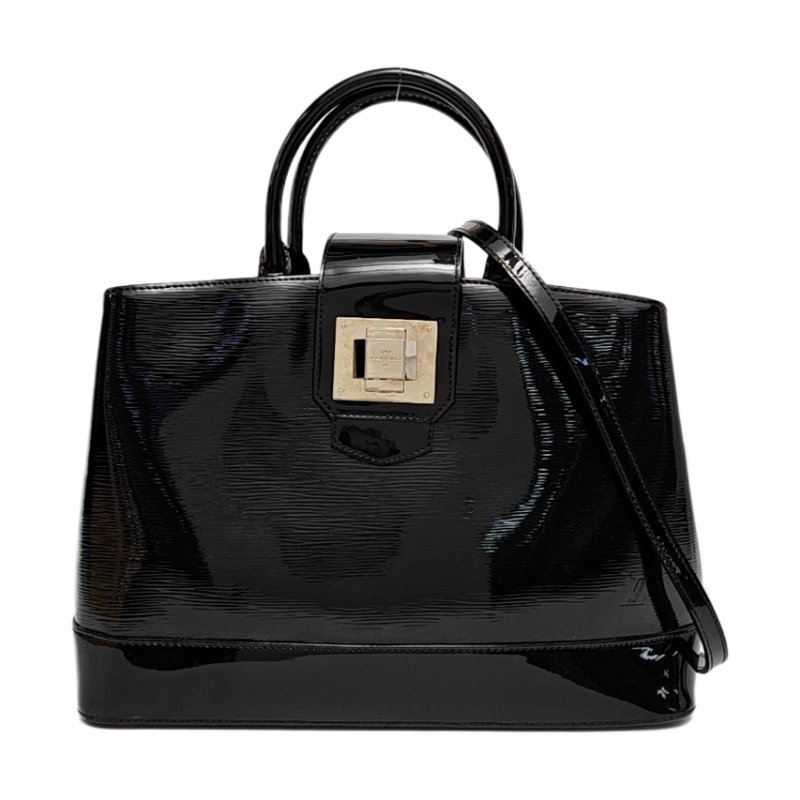 LOUIS VUITTON MIRABEAU 大號黑色EPI牛皮水波纹肩背包手提包 銀色五金 可拆卸肩帶-0