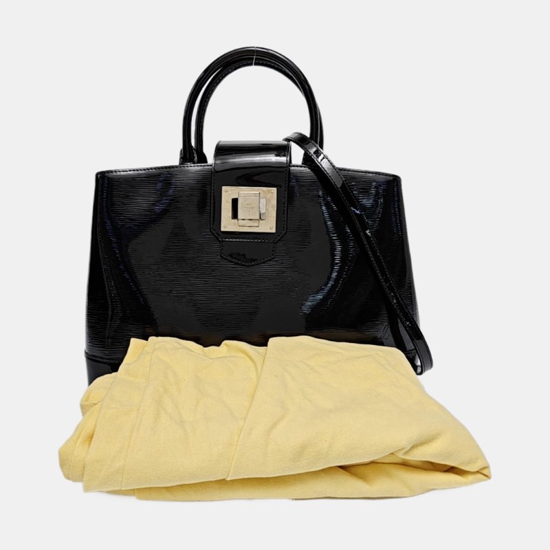 LOUIS VUITTON MIRABEAU 大號黑色EPI牛皮水波纹肩背包手提包 銀色五金 可拆卸肩帶-6