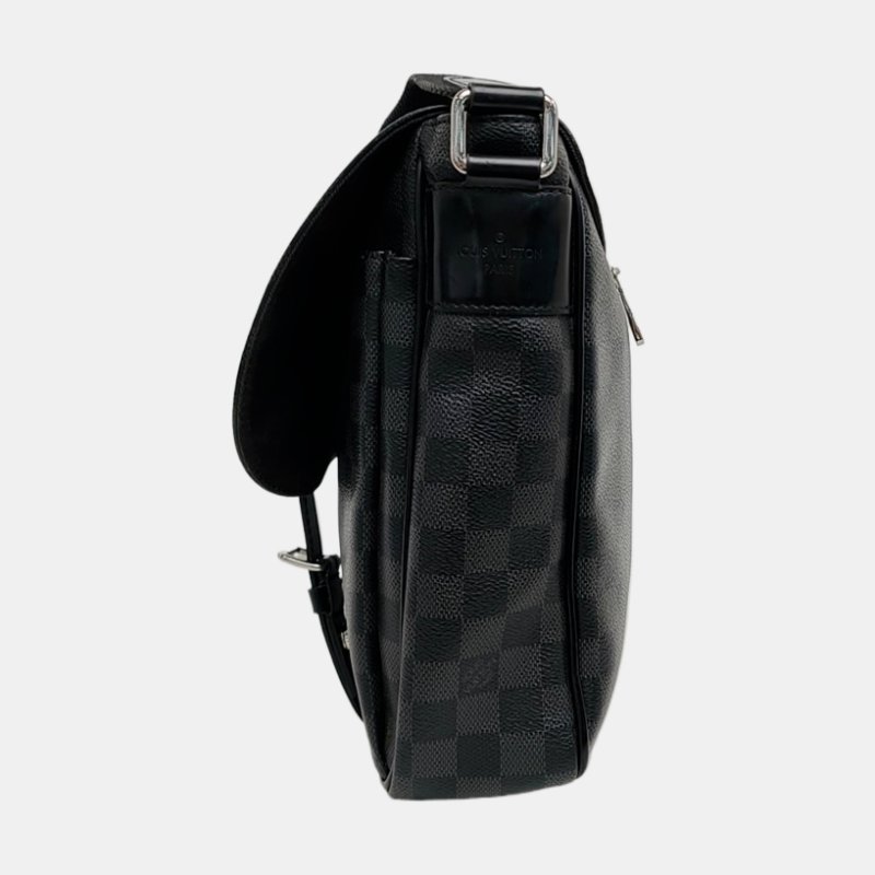 LOUIS VUITTON CHRISTOPHER 灰色塗層帆布棋盤格斜背包肩背包 銀色五金-1