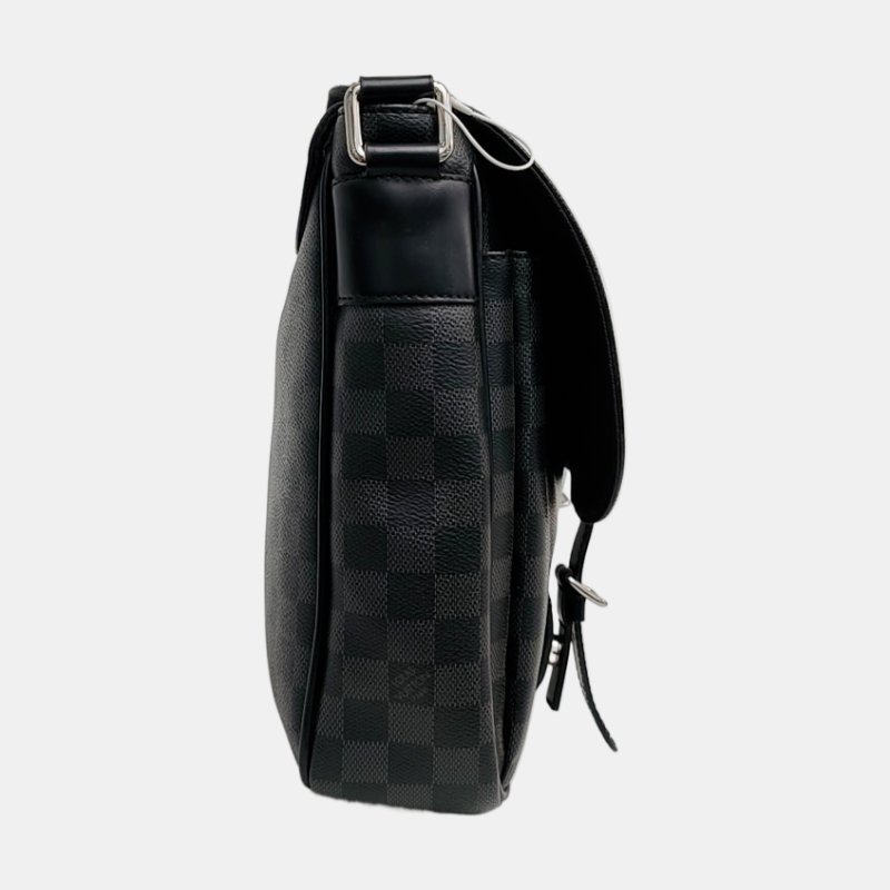 LOUIS VUITTON CHRISTOPHER 灰色塗層帆布棋盤格斜背包肩背包 銀色五金-2