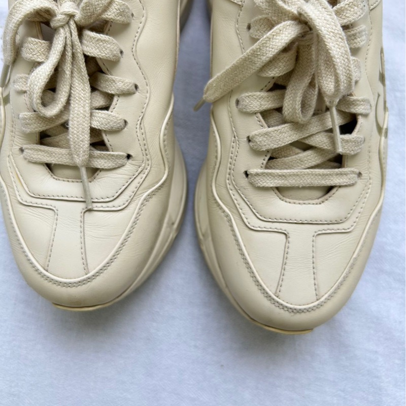 Gucci古馳腰帶老爹鞋,36.5碼,象牙白拼皮,-3