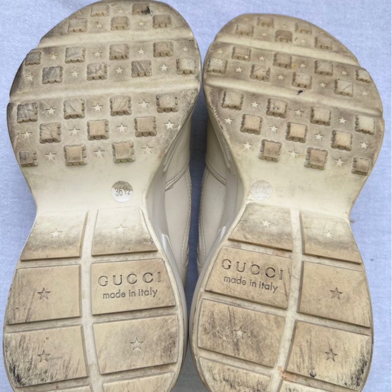 Gucci古馳腰帶老爹鞋,36.5碼,象牙白拼皮,-6