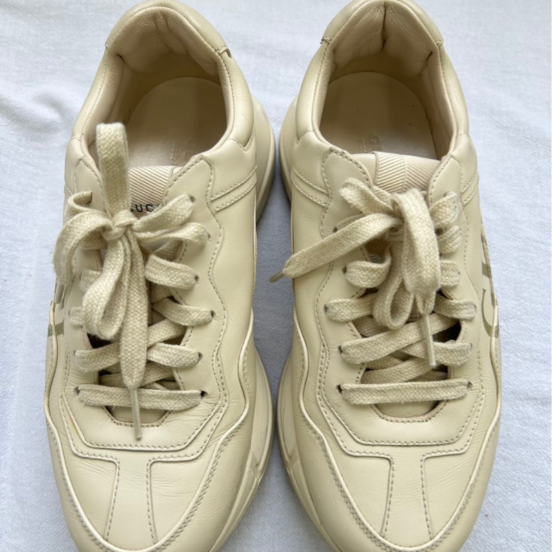 Gucci古馳腰帶老爹鞋,36.5碼,象牙白拼皮,-9