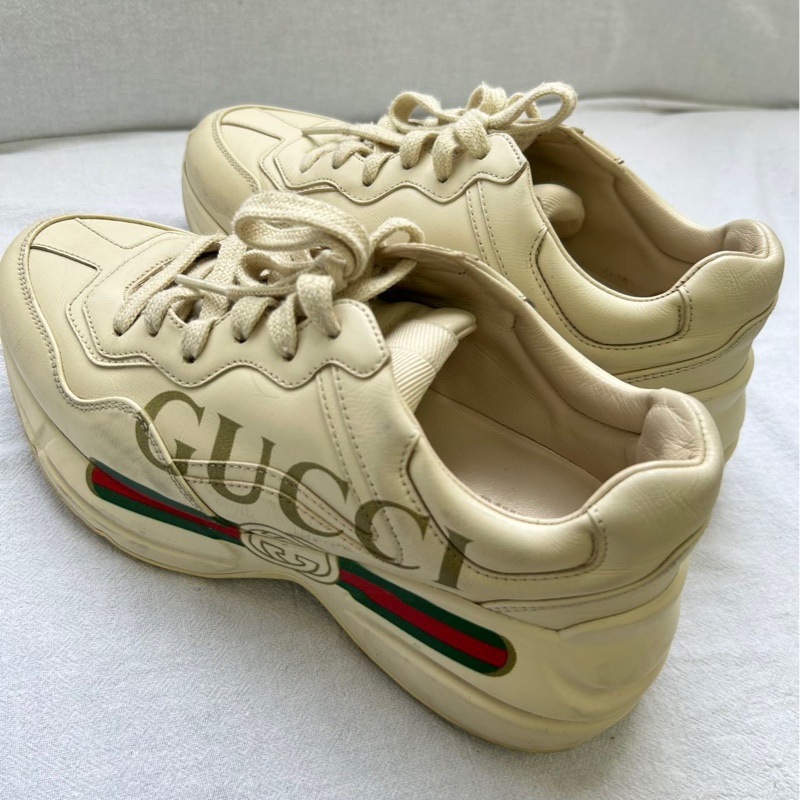 Gucci古馳腰帶老爹鞋,36.5碼,象牙白拼皮,-16