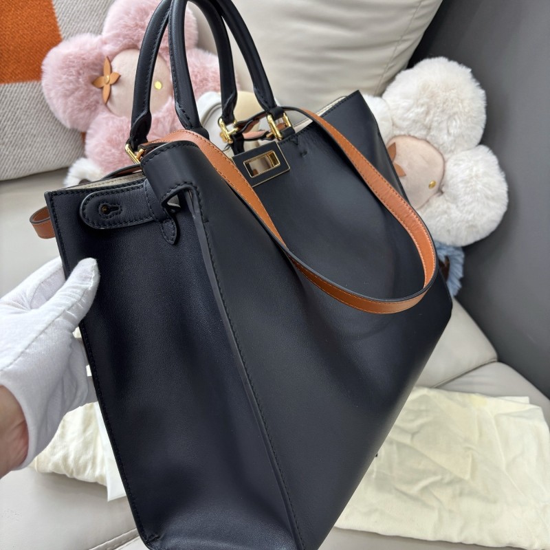 Fendi 黑棕拼色peekaboo系列tote包 肩背包 手提包-2