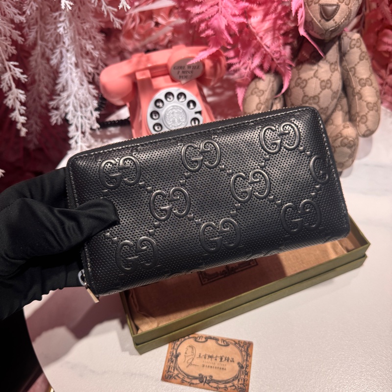 Gucci 黑長夾/王吉娜古董精品-0