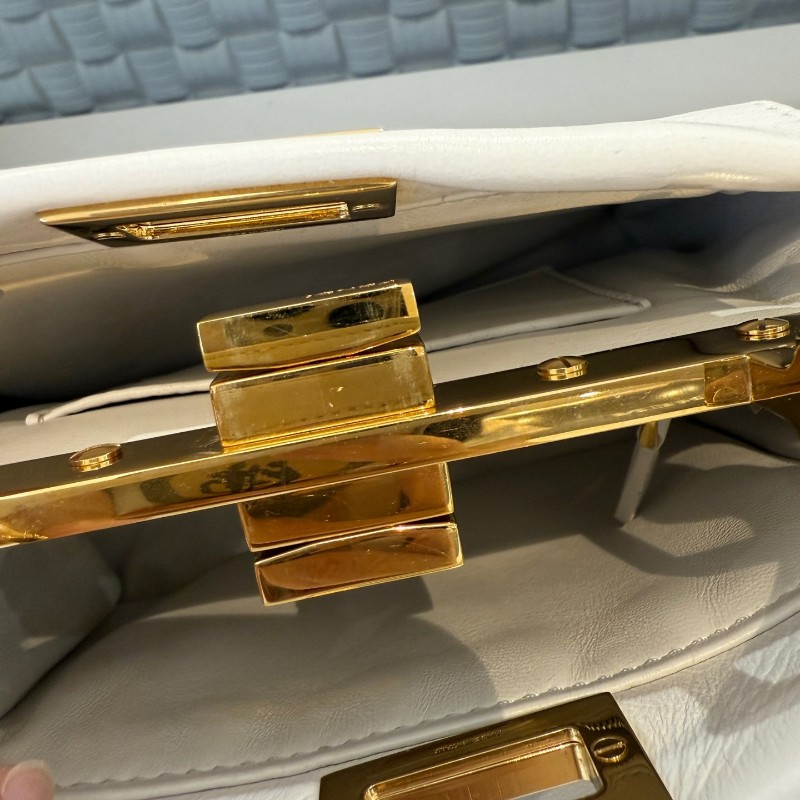 Fendi peekaboo小號mini白色金扣水鑽滿天星手提包 肩背包-5