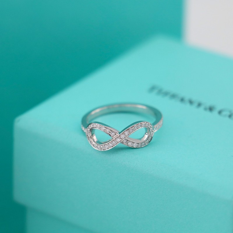 Tiffany 鉑金 蝴蝶結 滿鑽 戒指 歐碼50碼 美碼5 有盒子-3